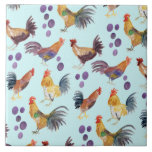 Azulejo Color de la acuarela del patrón de pollos y huevos<br><div class="desc">En esta bonita baldosa de cerámica se pueden observar las coloridas gallinas y huevos de las acuarelas. ¡Úsalo en tu cocina! Añade tu propio texto también. Avísame si quieres algo personalizado.</div>