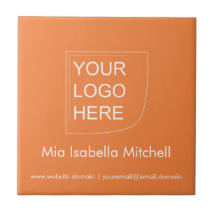 Azulejo Color de tendencia Logotipo de mandarina fresca -