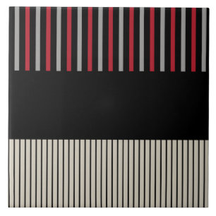 Azulejo Color Pop Stripes-Rojo, Gris, Negro y Blanco Óseo