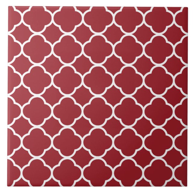 Azulejo Color rojo del patrón de quatrefoil (Frente)