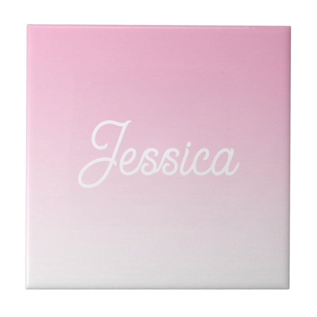 Azulejo Color rosa claro ombre (editable) y tu texto (Frente)