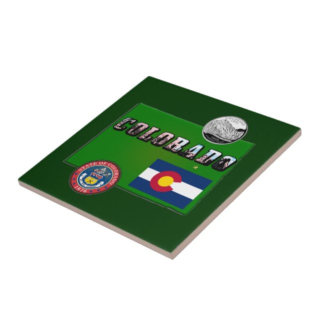 Azulejo Colorado Picture Text, Flag, Seal, Quarter, Map (Lado)