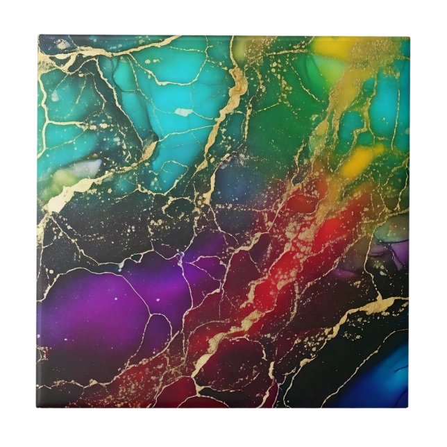 Azulejo Colores arcoiris Tote de tinta de alcohol (Frente)