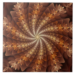 Azulejo Colores Cálidos, Patrón de Arte Fractal Moderno Al