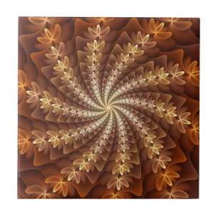 Azulejo Colores Cálidos, Patrón de Arte Fractal Moderno Al