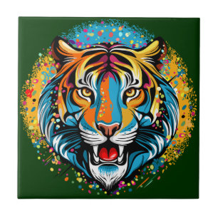 Azulejo Colores de arcoíris de cabeza de tigre pintan manc