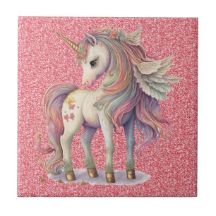Azulejo Colores de Arcoíris de Pastel de Unicornio Rosa Br