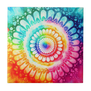 Azulejo Colores de arcoíris Tie Dye Retro Hippie Groovy 