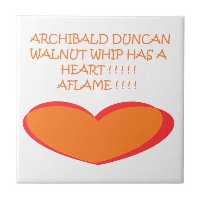 AZULEJO COLORES DE DISEÑO DE CHISTE ROMÁNTICO NARANJA BLAN (Frente)