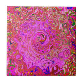 Azulejo Colores de Marcado Rosado Caliente Resumen Swirl R