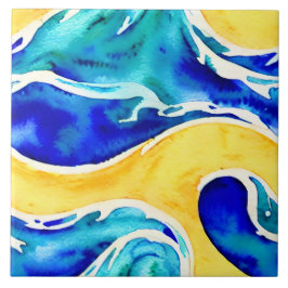 Azulejo Colores hermosos dibujados a mano océano Azul y bl