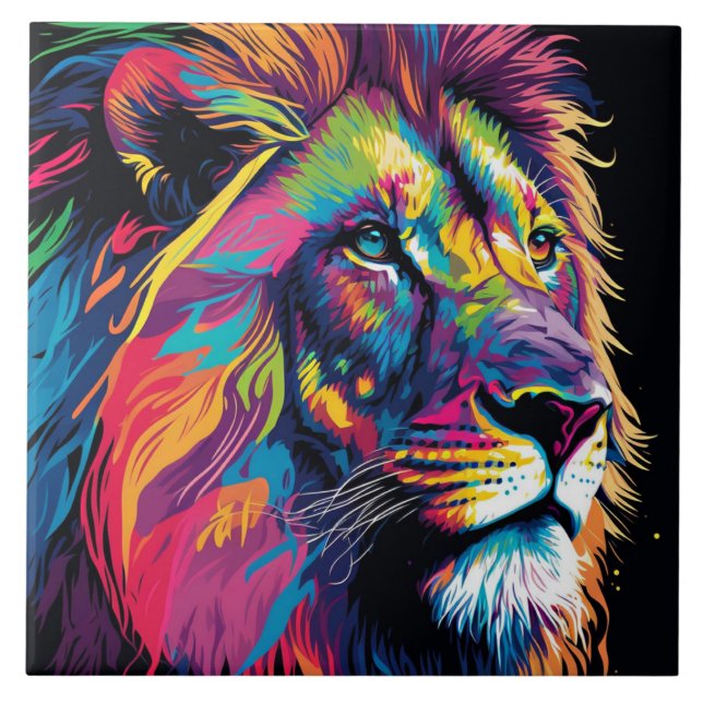 Azulejo Colores vibrantes del arte del león (Frente)