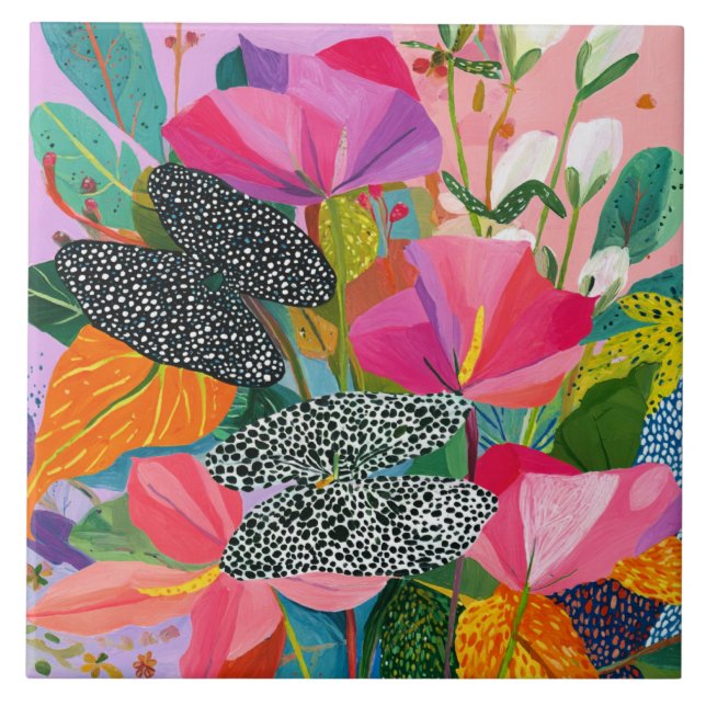 Azulejo Colorful Abstract Floral Pattern (Frente)