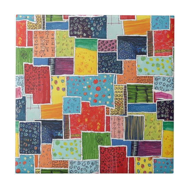 Azulejo Colorful Abstract Patchwork Pattern (Frente)
