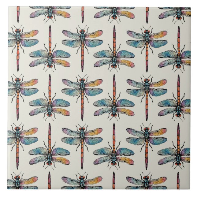 Azulejo Colorful Dragonfly Pattern (Frente)