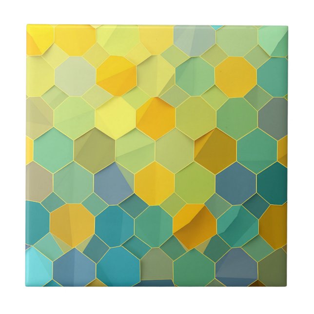 Azulejo Colorful Honeycomb Geometric Pattern (Frente)