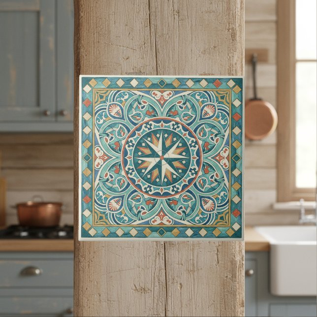 Azulejo Colorful Mediterranean Pattern Pat#7 Teal ID1195 (Subido por el creador)