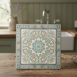 Azulejo Colorful Mediterranean Pattern Pat#9 Teal ID1195