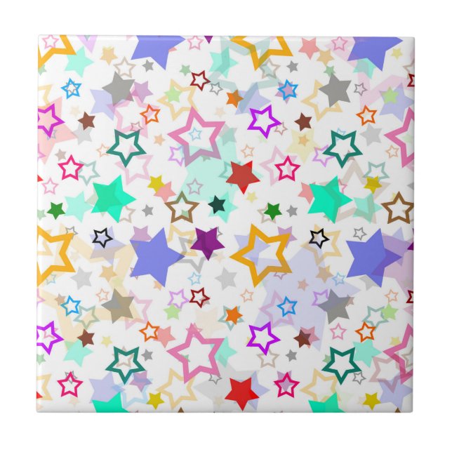 Azulejo Colorful Stars White  (Frente)