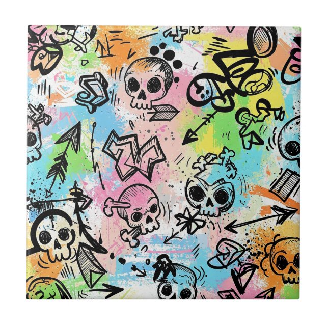 Azulejo Colorful Urban Graffiti Pattern (6) (Frente)