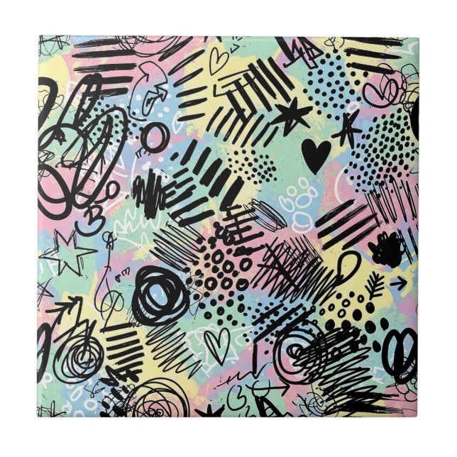 Azulejo Colorful Urban Graffiti Pattern (9) (Frente)