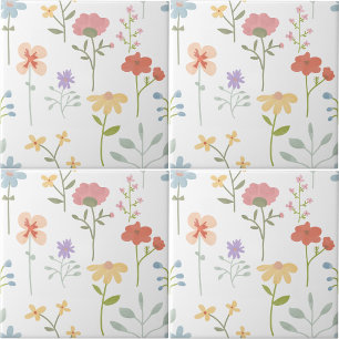 Azulejo Colorida acuarela Floral salvaje patrón sin foco