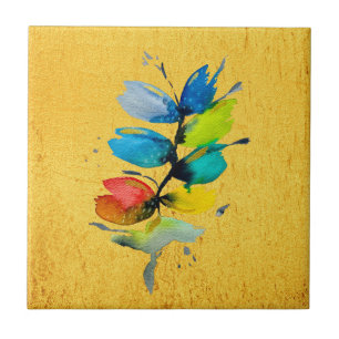 Azulejo Colorida acuarela holgada, floral abstracta