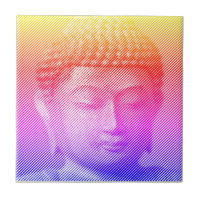 Colorida estatua de Buda Face formada por líneas