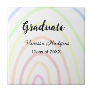 Azulejo Colorida graduación del boho arcoiris agregar nomb