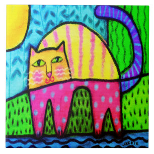 Azulejo Colorida pintura digital abstracta de Kitty