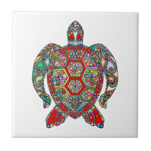 Azulejo Colorida tortuga náutica