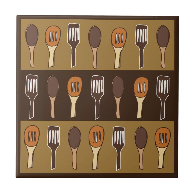 Azulejo Coloridas Utensilios de cocina para cocinar en la  (Frente)