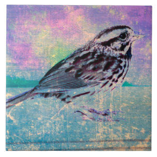 Azulejo Colorido Abstract Bird Art: Vibrant Songbird