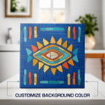 Azulejo Colorido arte de mosaico tribal<br><div class="desc">Colorido arte de mosaico tribal. Color de fondo Personalizar para adaptarse a tu decoración.</div>
