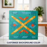 Azulejo Colorido arte de mosaico tribal<br><div class="desc">Colorido arte de mosaico tribal. Color de fondo Personalizar para adaptarse a tu decoración.</div>