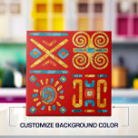 Azulejo Colorido arte de mosaico tribal<br><div class="desc">Colorido arte de mosaico tribal. Color de fondo Personalizar para adaptarse a tu decoración.</div>