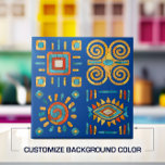 Azulejo Colorido arte de mosaico tribal<br><div class="desc">Colorido arte de mosaico tribal. Color de fondo Personalizar para adaptarse a tu decoración.</div>