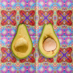 Azulejo Colorido arte fractal hippie kaleidoscópico<br><div class="desc">El diseño de azulejos decorativos,  vibrante y único,  presenta un patrón impecable de formas geométricas en tonos rosa,  violeta,  azul,  rojo y amarillo.</div>