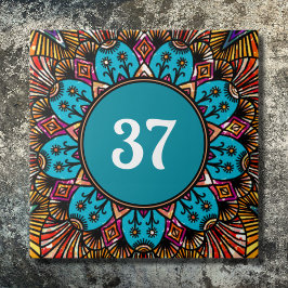 Azulejo Colorido Boho Fancy Decorated House Number Plaque