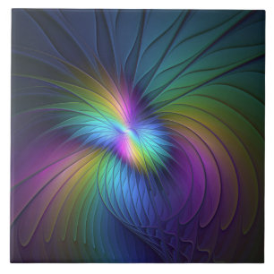 Azulejo Colorido Con Azul Moderno Resumen Arte Fractal