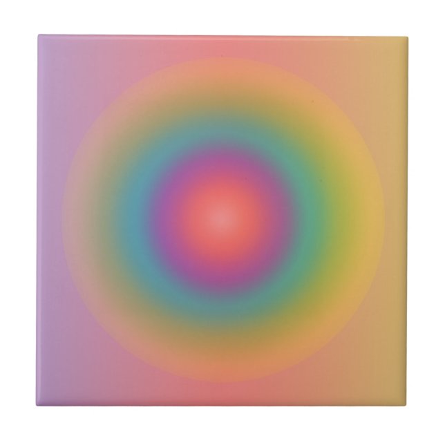 Azulejo Colorido espacio de círculo concéntrico arcoiris (Frente)