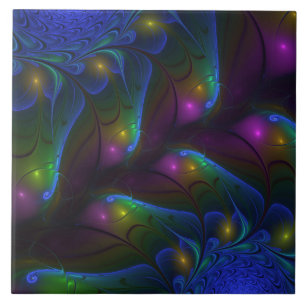 Azulejo Colorido Luminoso Abstracto Moderno Trippy Fractal