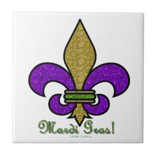 Azulejo Colorido Mardi Gras Fleur De Lis