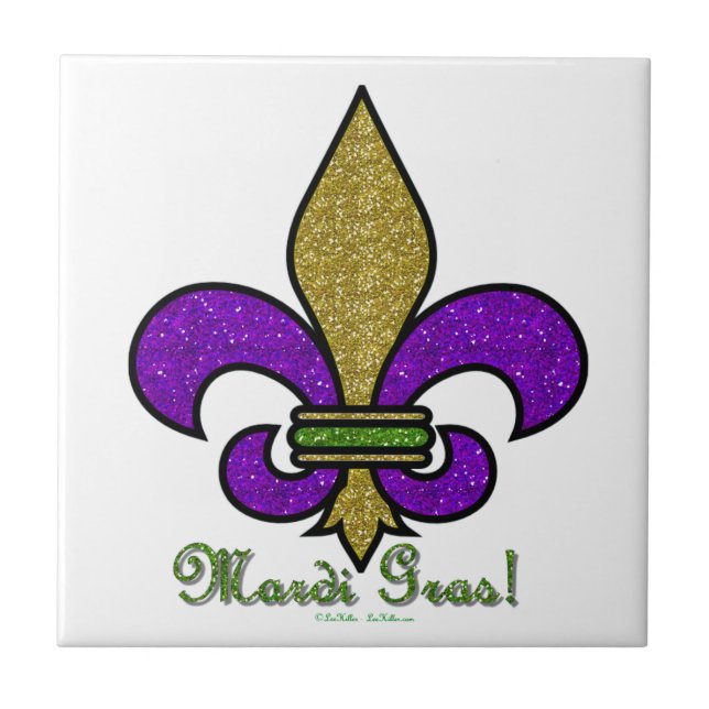 Azulejo Colorido Mardi Gras Fleur De Lis (Frente)