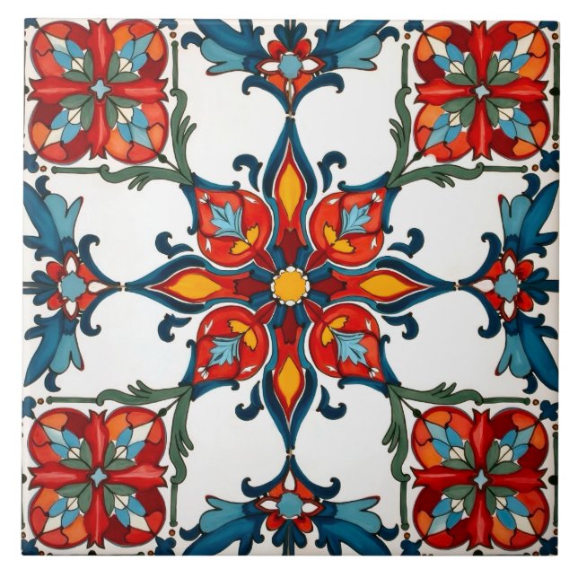 Azulejo Colorido, mediterráneo, mosaico, (Frente)