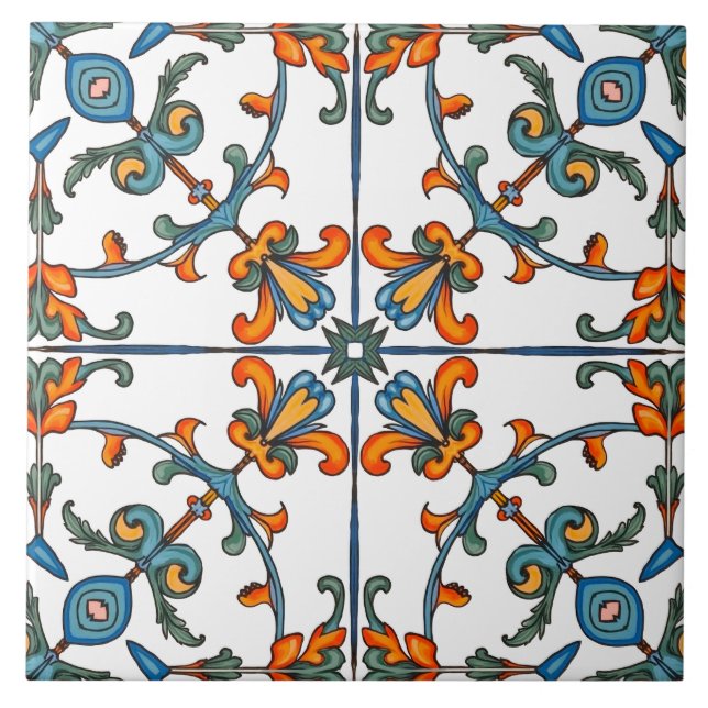 Azulejo Colorido, mediterráneo, mosaico, (Frente)