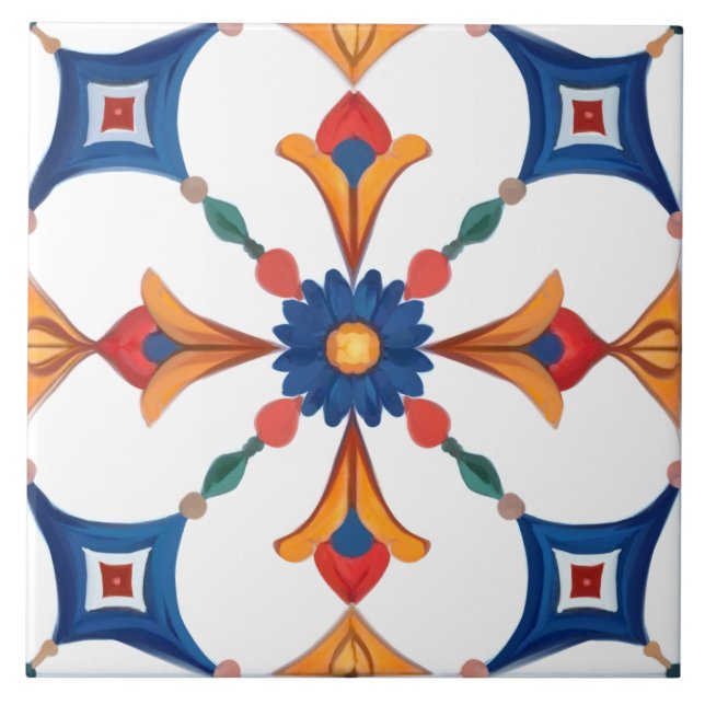 Azulejo Colorido, mediterráneo, mosaico, (Frente)