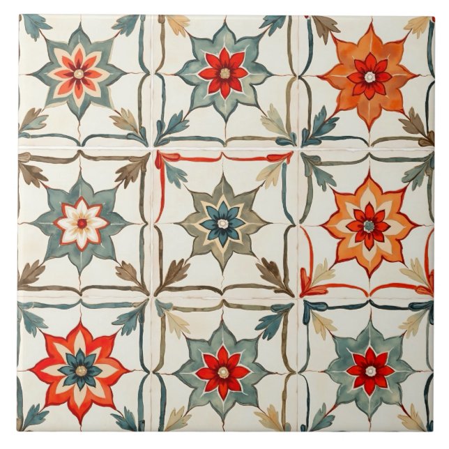 Azulejo Colorido, mediterráneo, mosaico, (Frente)