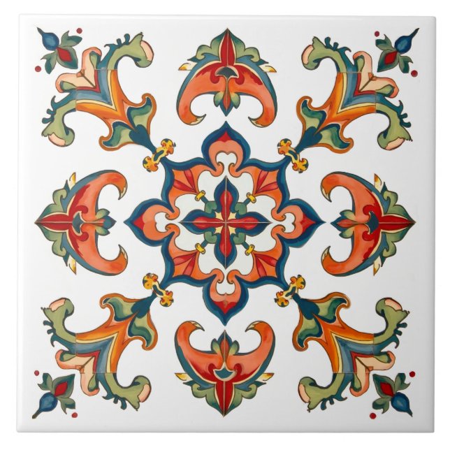 Azulejo Colorido, mediterráneo, mosaico, (Frente)