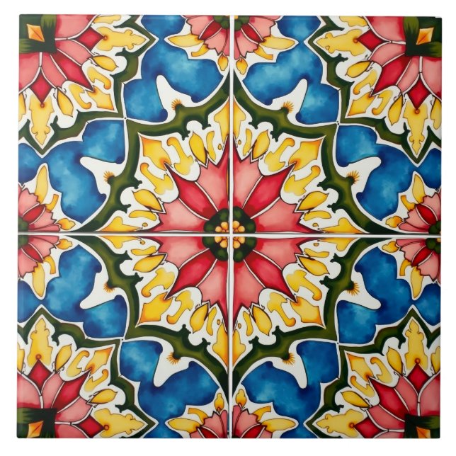 Azulejo Colorido, mediterráneo, mosaico, (Frente)